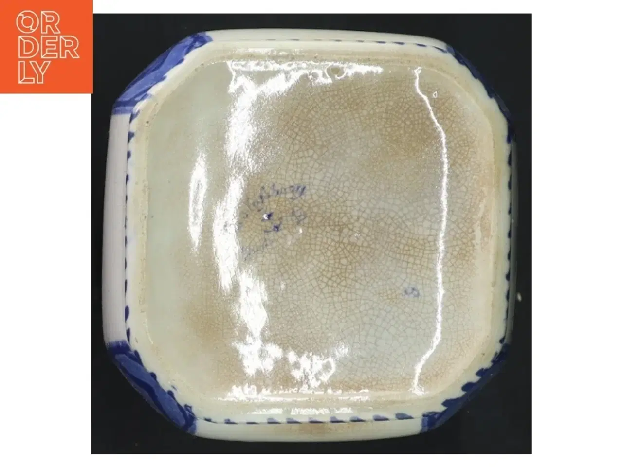 Billede 3 - Blå og hvid keramik krukke (str. 16 cm ø 10 cm)