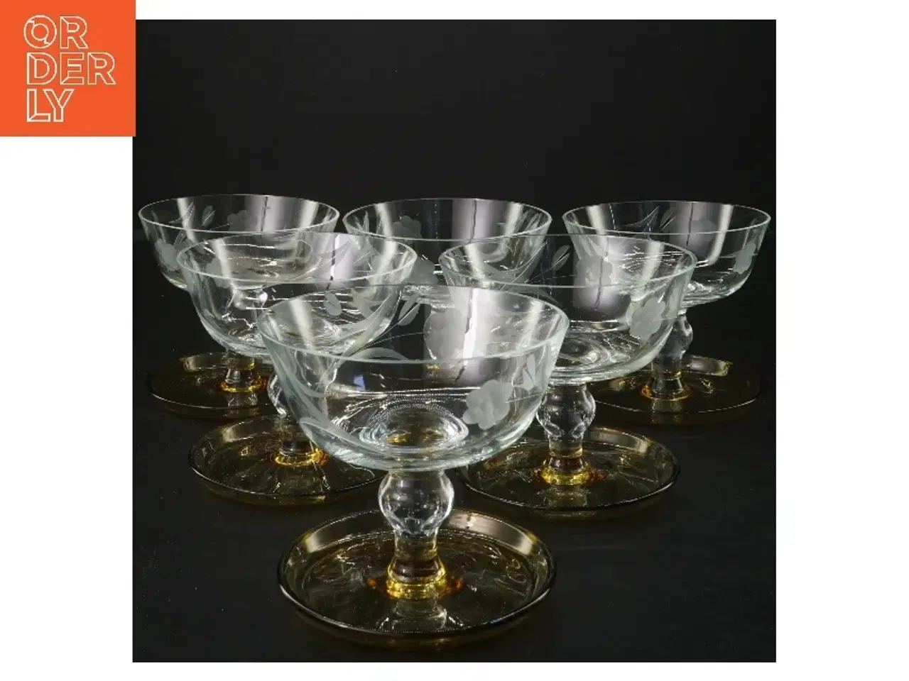 Billede 1 - Champagneskåle i glas, 6 stk (str. 6 stk Ø 10 cm længde 9,5 cm)