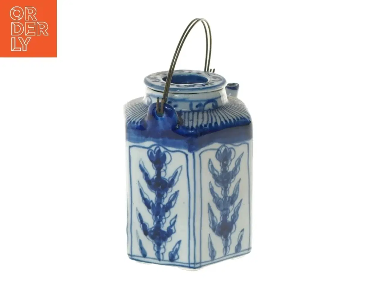 Billede 5 - Keramisk tekande med blå mønstre (str. 13 cm)