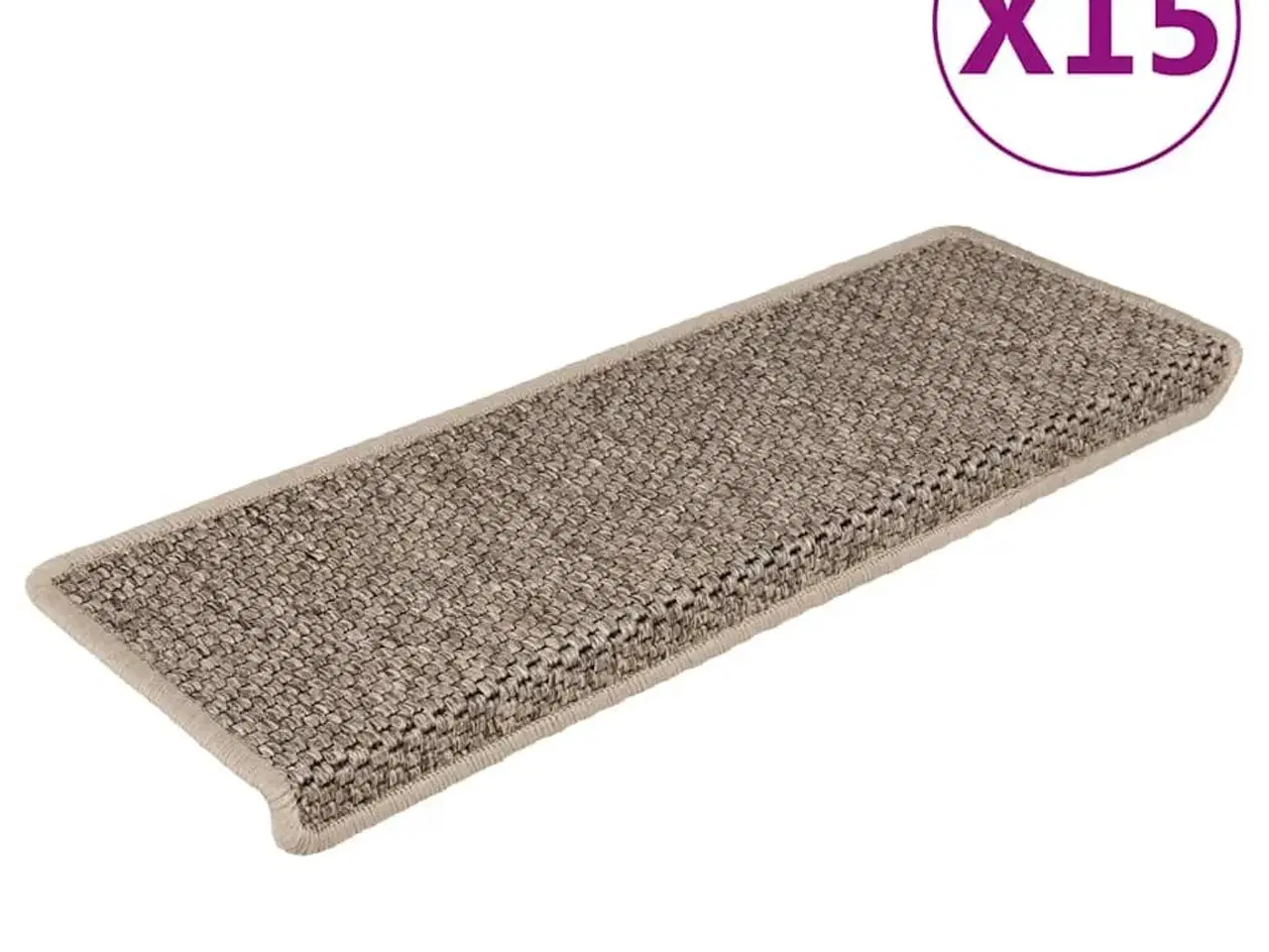 Billede 1 - Selvklæbende trappemåtter 15 stk. 65x21x4 cm sisal-look beige