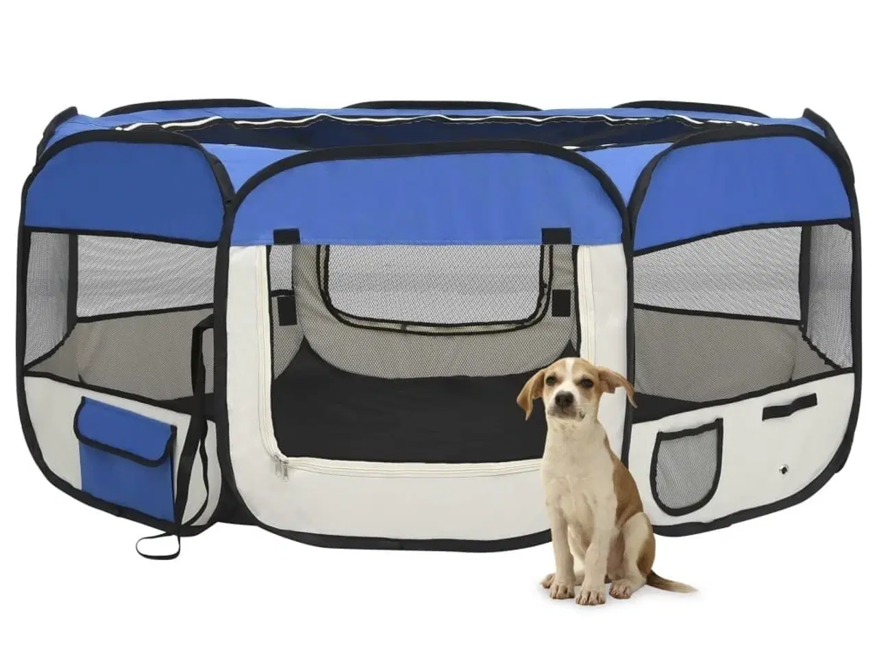 Billede 1 - Foldbar hundegård med bæretaske 145x145x61 cm blå