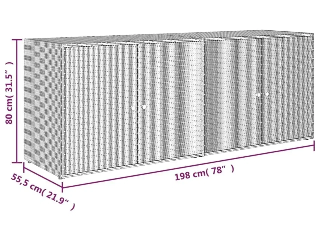 Billede 8 - Opbevaringsskab til haven 198x55,5x80 cm polyrattan sort