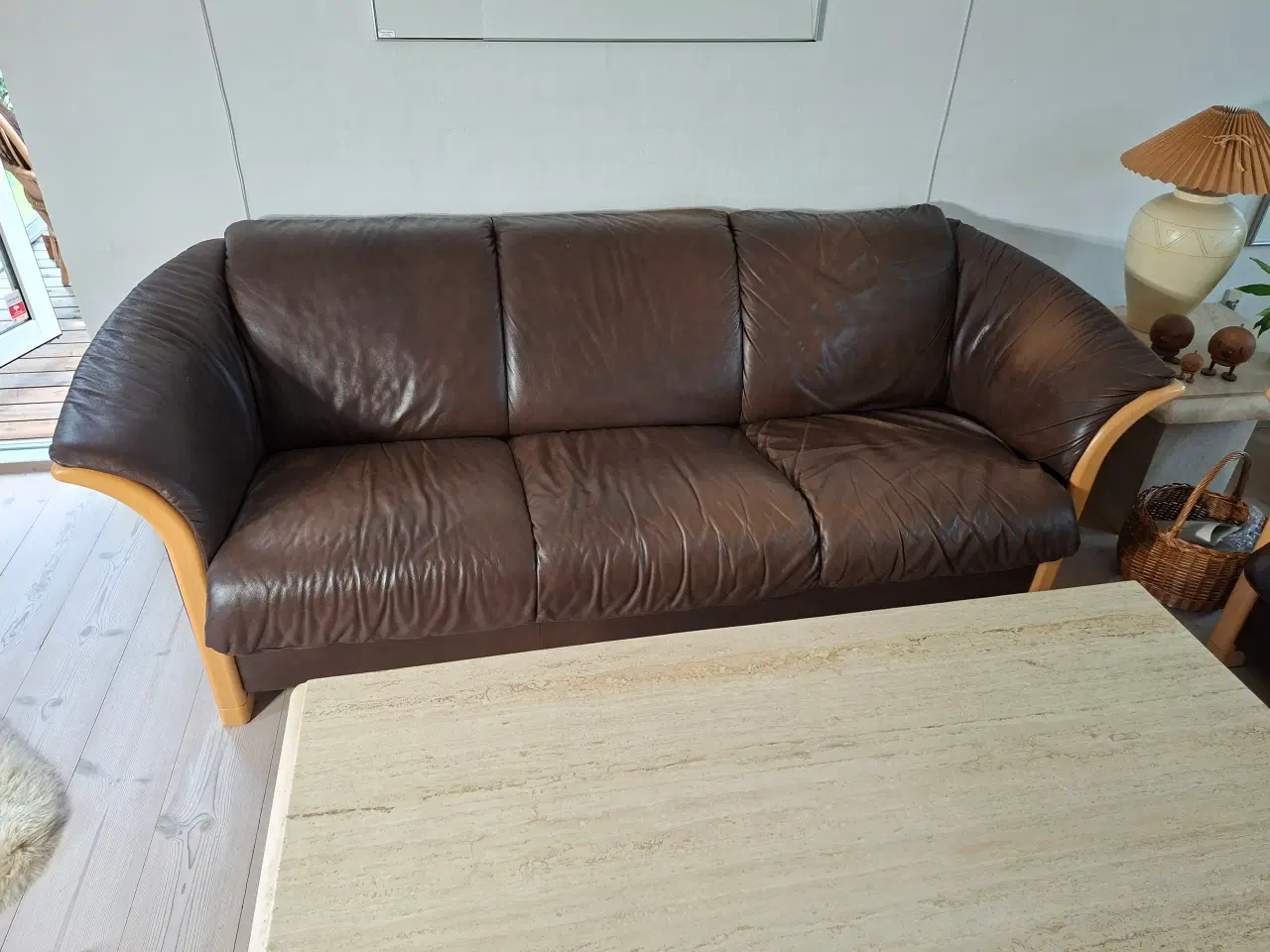 Billede 4 - Sofasæt 3 + 2  Brun læder