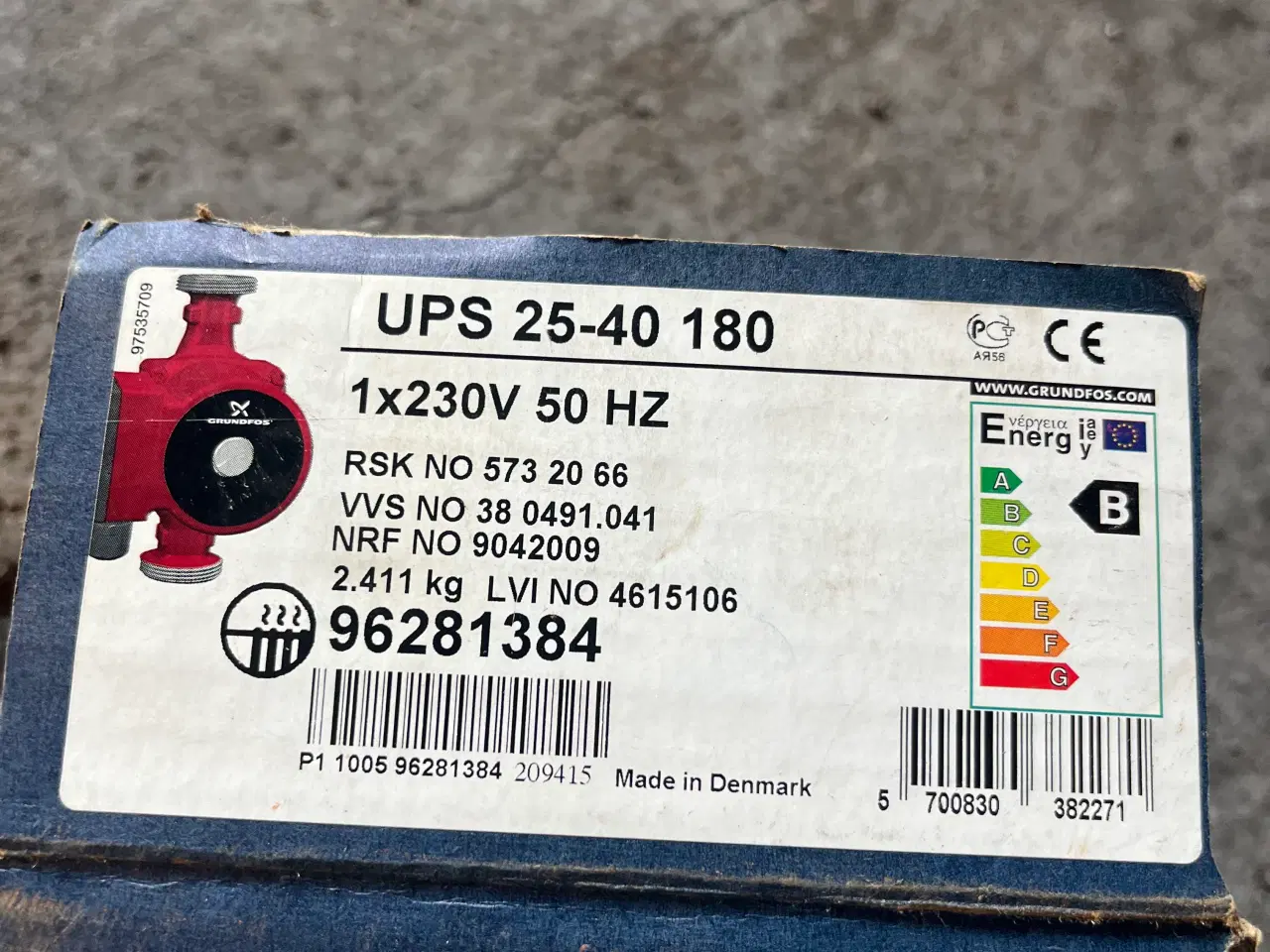 Billede 2 - Grundfos cirkulationspumpe ups 25-40 180