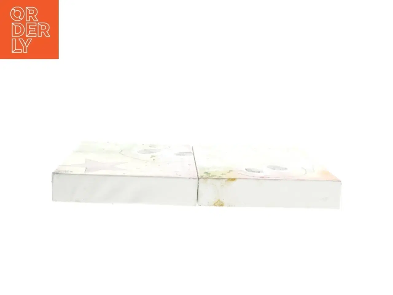 Billede 2 - Abstrakt maleri med stjerner og cirkler (str. 24x18x4 cm)