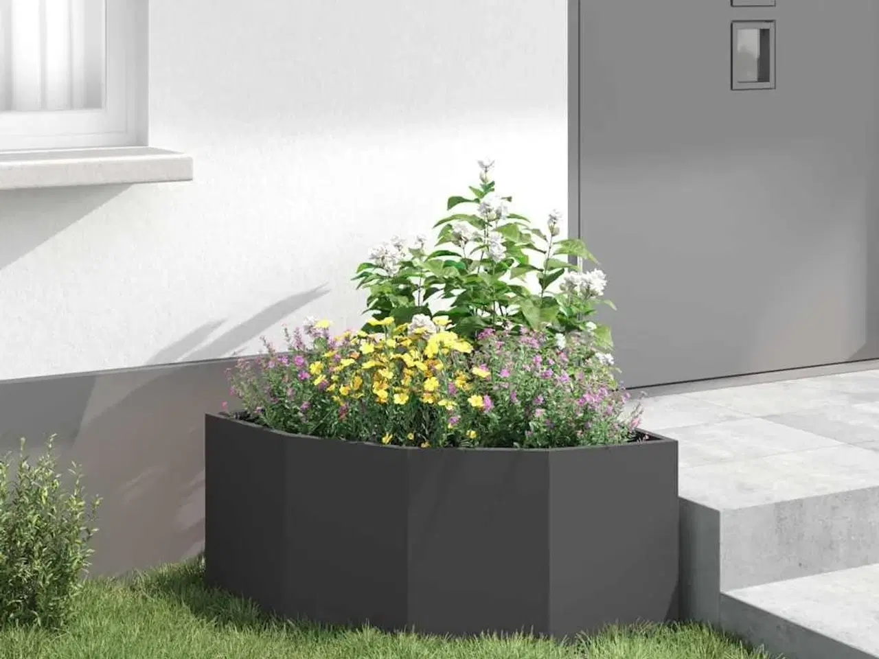 Billede 4 - Hjørne Plantekasse Sort 60 x 60 x 35 cm Stål