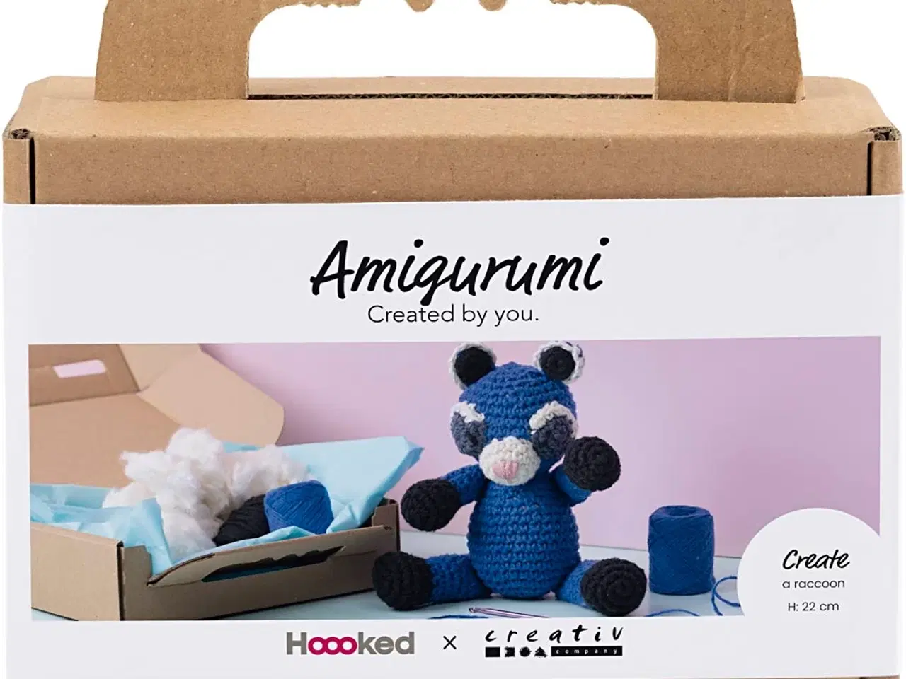 Billede 1 - DIY Kit Amigurumi, Vaskebjørn, sort, blå, 1 pk.