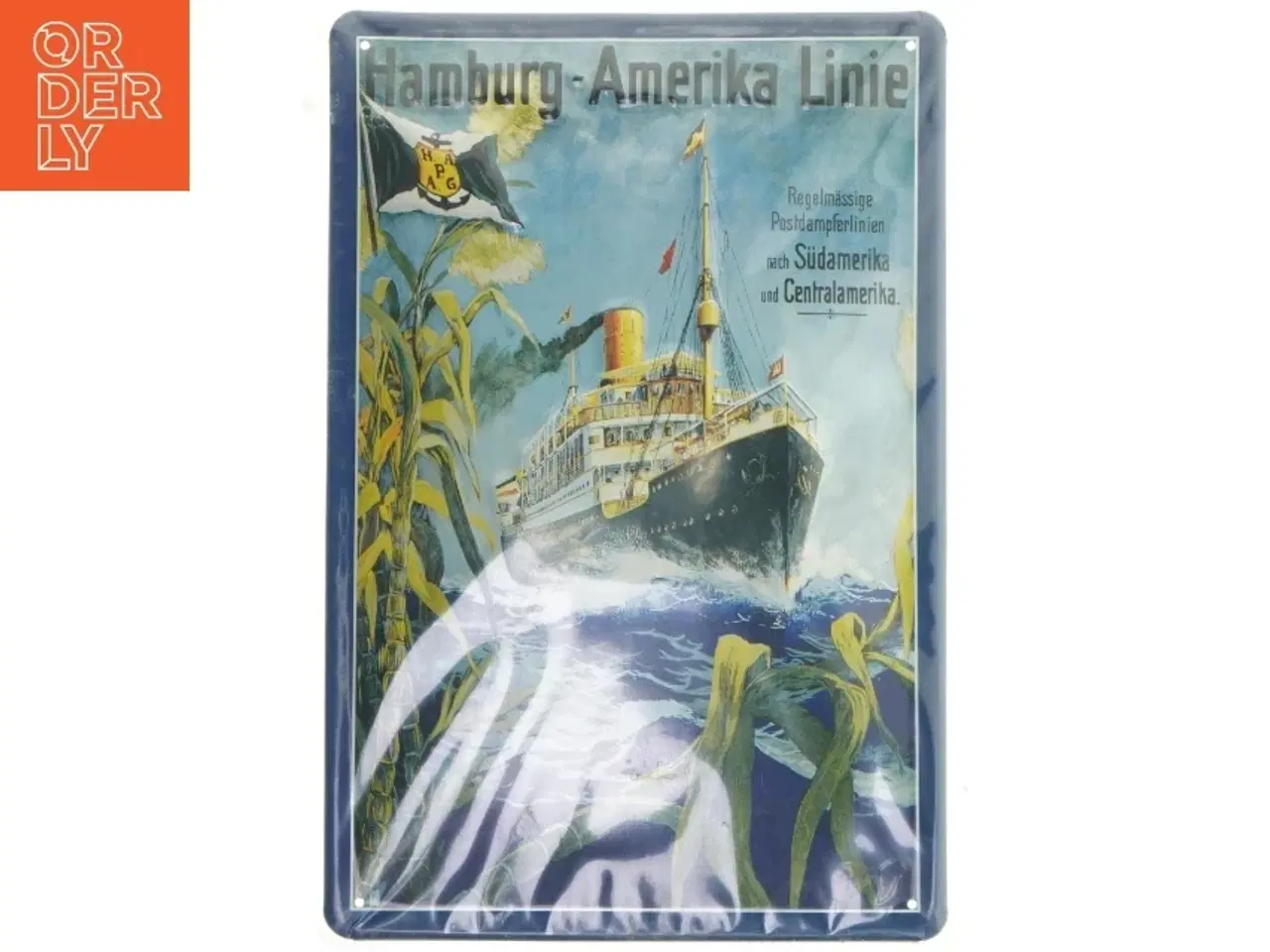 Billede 1 - Metalskilt med Vintage skibsmotiv (str. 30x20 cm)