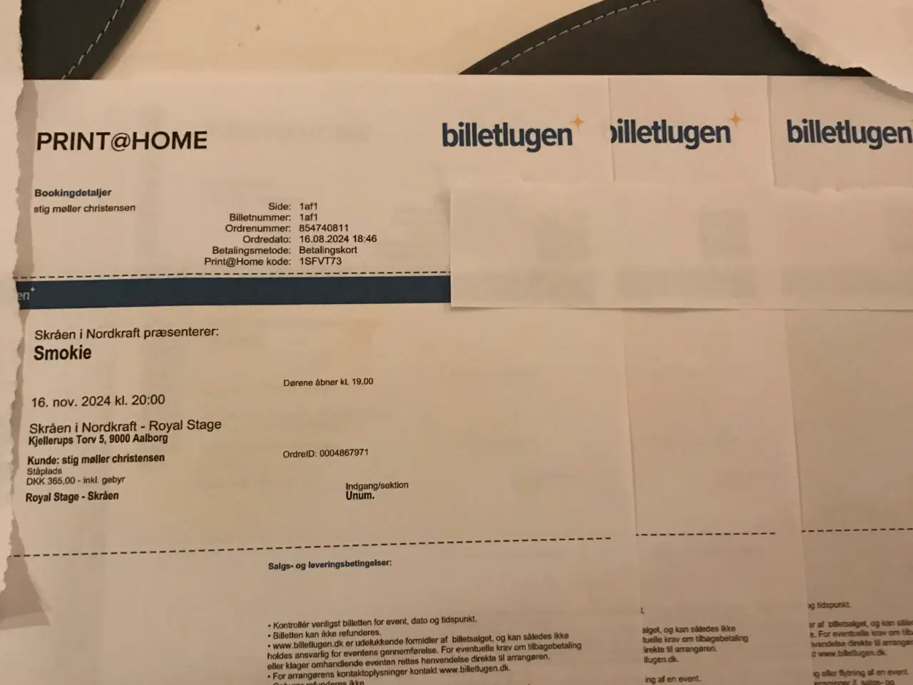 Billede 1 -     Smokie koncert billetter 3 stk