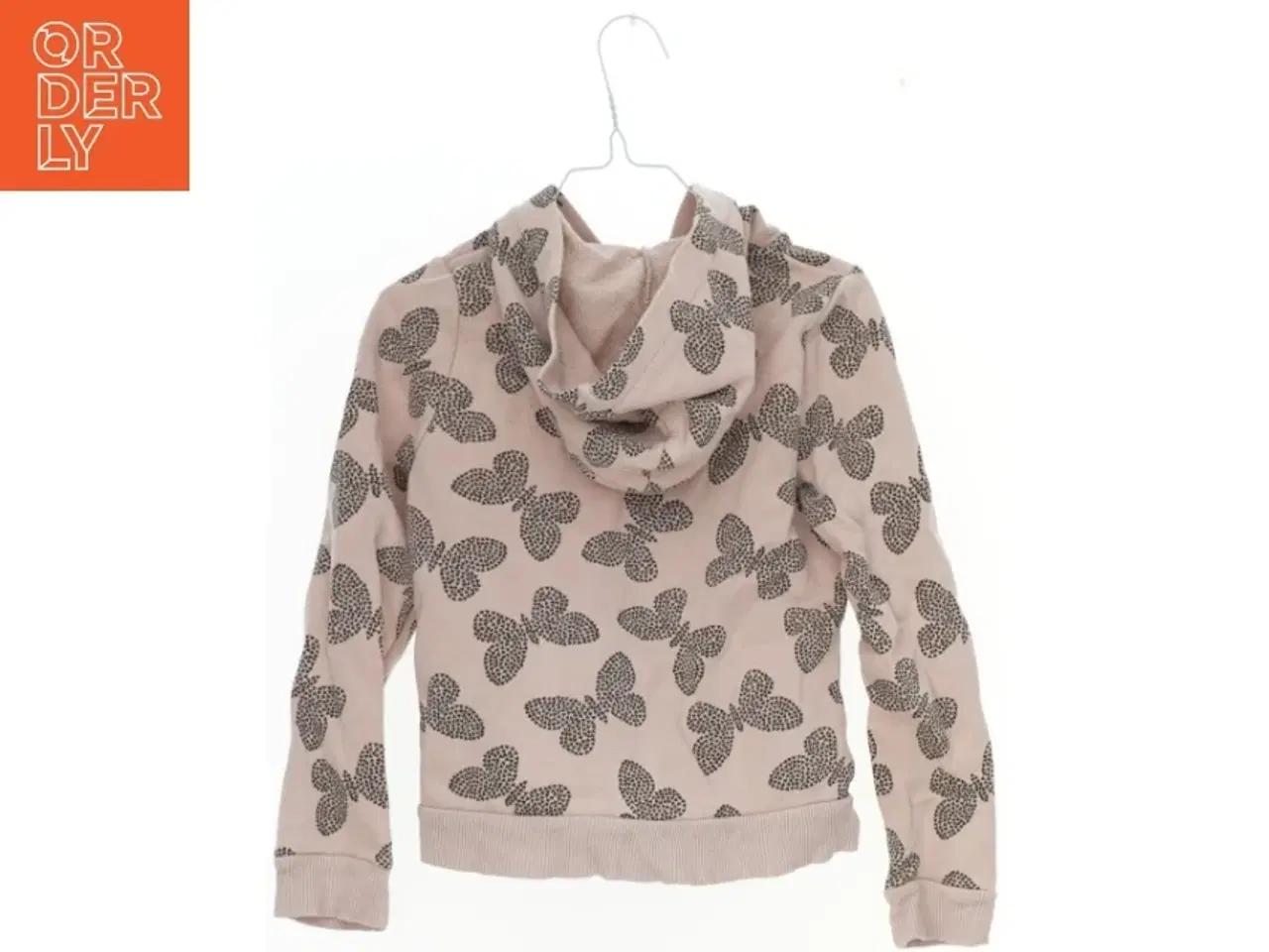 Billede 2 - Lyserød hættetrøje med sommerfuglmønster fra H&M (str. 122)