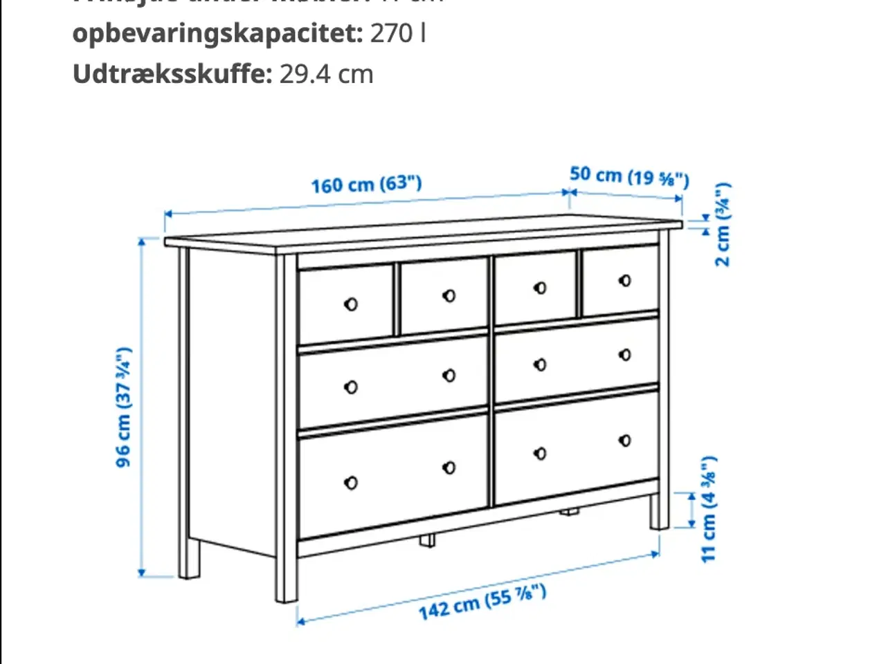 Billede 8 - Hemnes-kommode fra Ikea med 8 skuffer & pusleplads