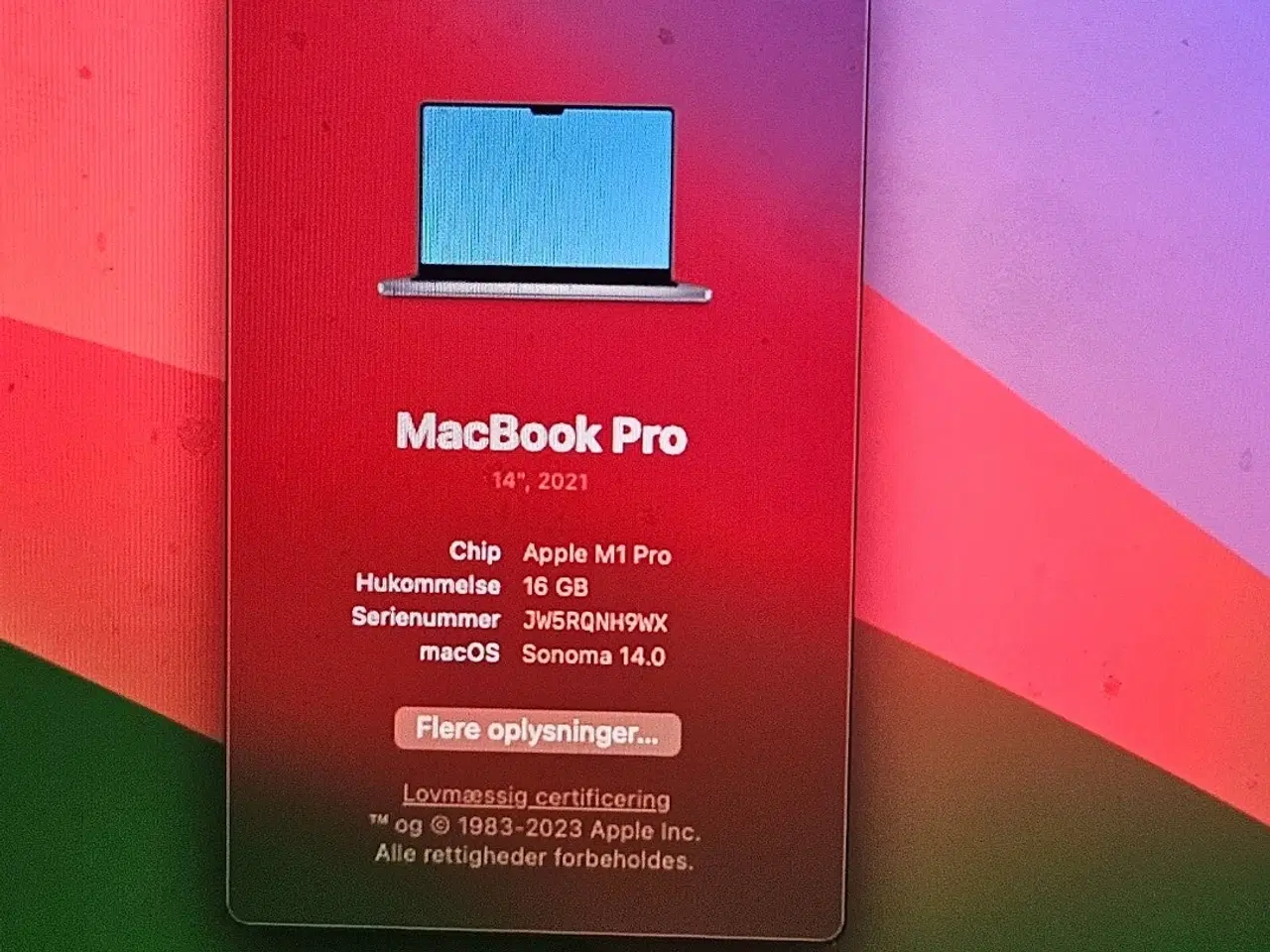 Billede 2 - UDLEJES - Macbook Pro 14 M1 Pro 