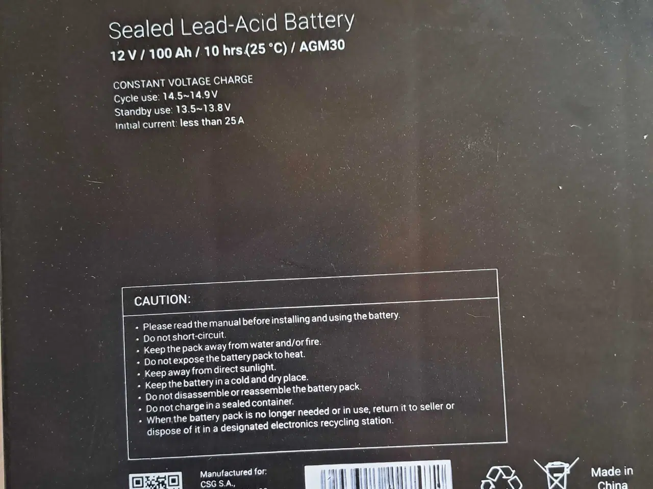 Billede 3 - 12v/100Ah/10hrs/AGM30 Batteri