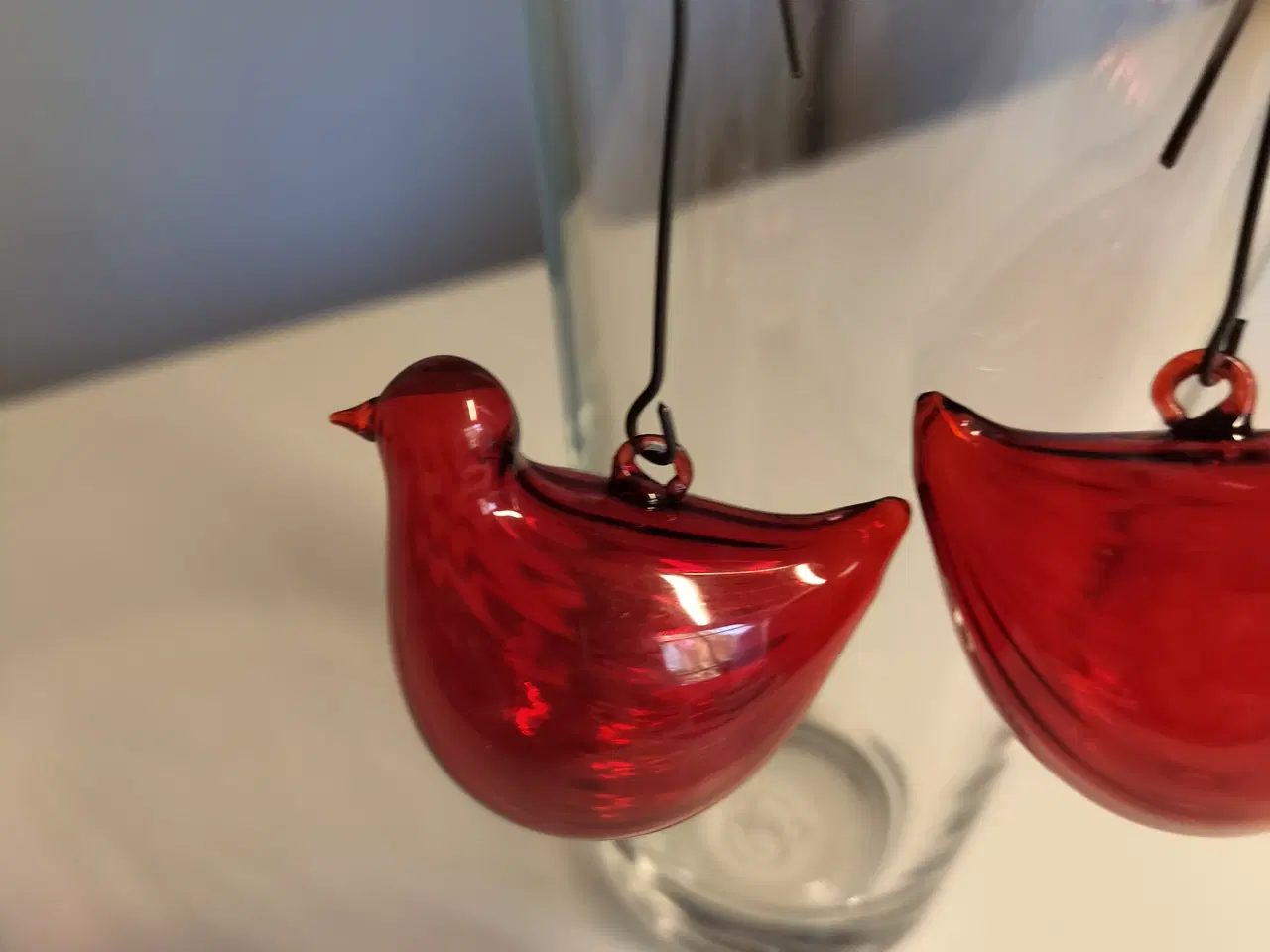 Billede 3 - julepynt gammelt Juletræs ophæng 2 stk røde glasfu