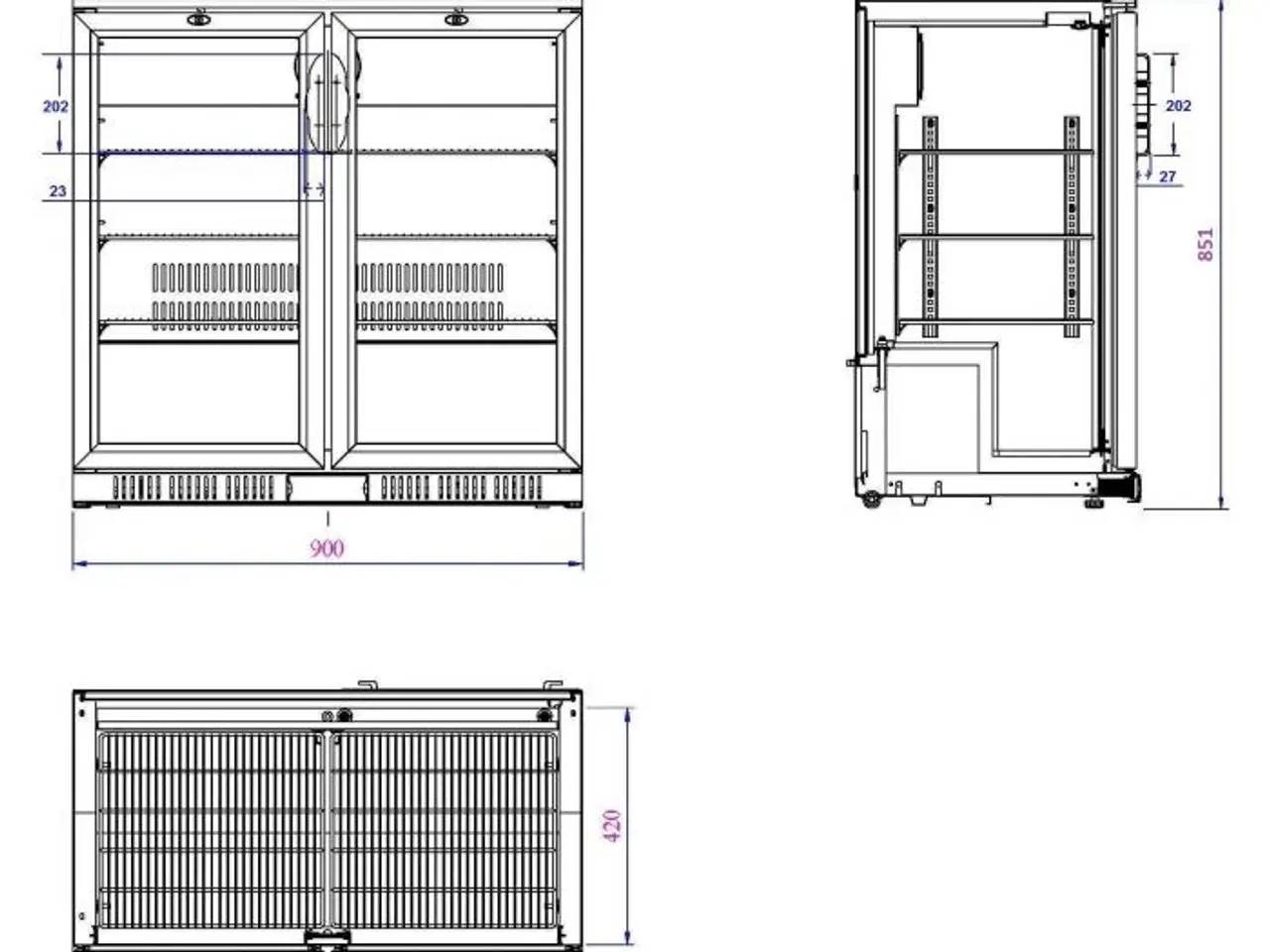 Billede 2 - Professionel backbar flaskekøleskab – 90x52x85 cm