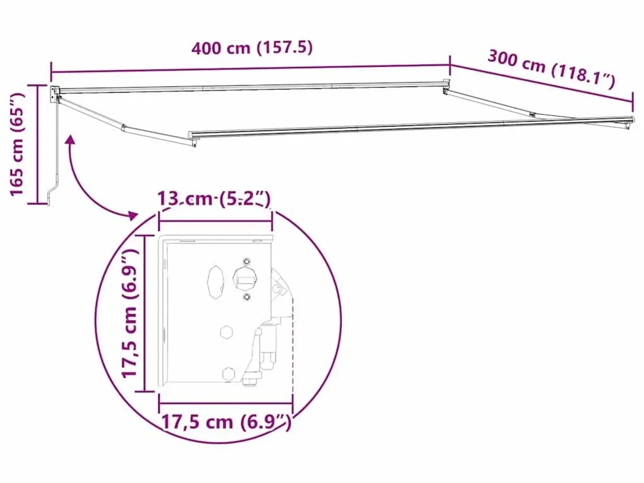 Billede 10 - Markiseramme Antracit 4 ×3 m Metal