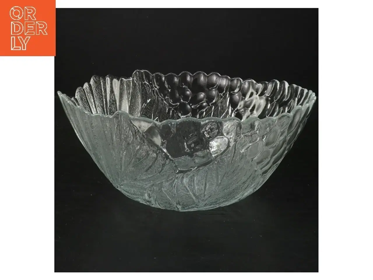 Billede 1 - Glas skål med bladmønster (str. Ø 23 cm)
