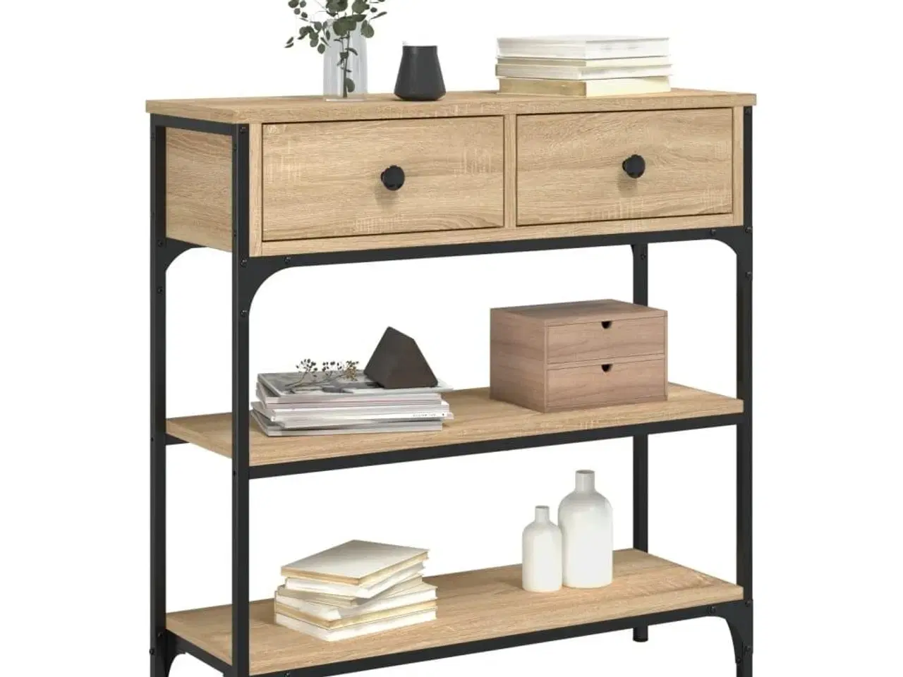 Billede 3 - Konsolbord 72,5x25x75 cm konstrueret træ sonoma-eg