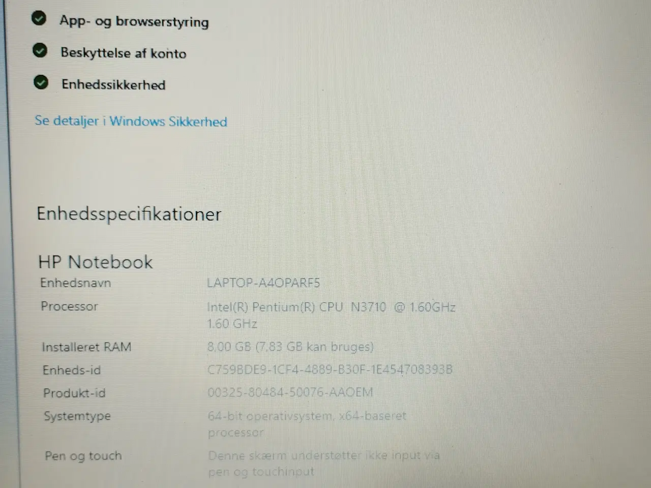 Billede 1 - Hp bærbare computer med oplader 15