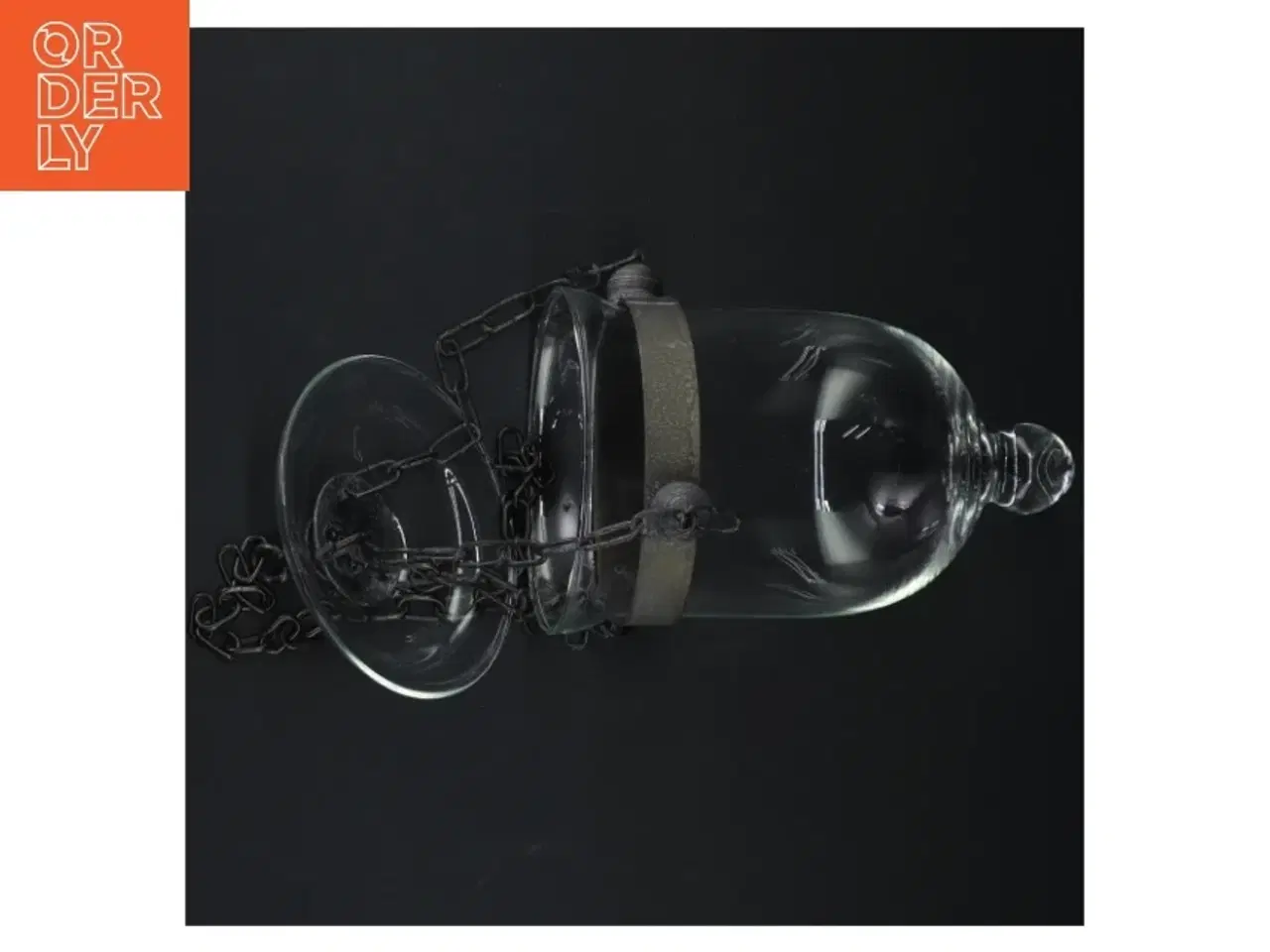 Billede 1 - Glas pendellanterne til stearinlys med kædeophæng (str. 20 cm)