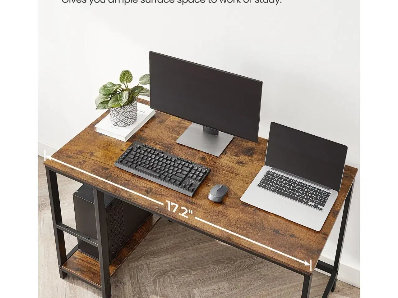 Billede 5 - Skrivebord med hylder industrielt, rustik brun/sort, 120×60 cm