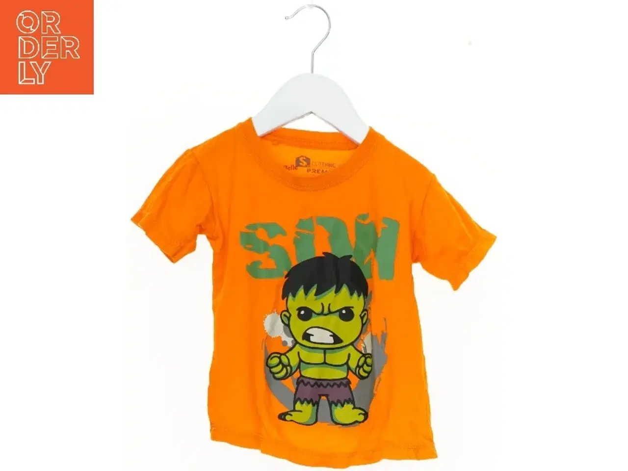 Billede 1 - Orange T-shirt med Hulk-print (str. S)