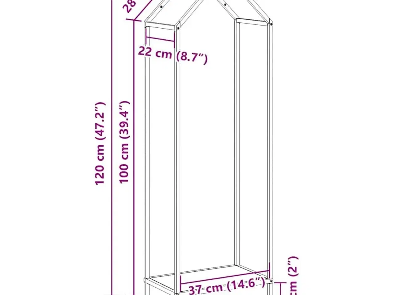 Billede 11 - Brændestativ 40x25x120 cm koldvalset stål sort