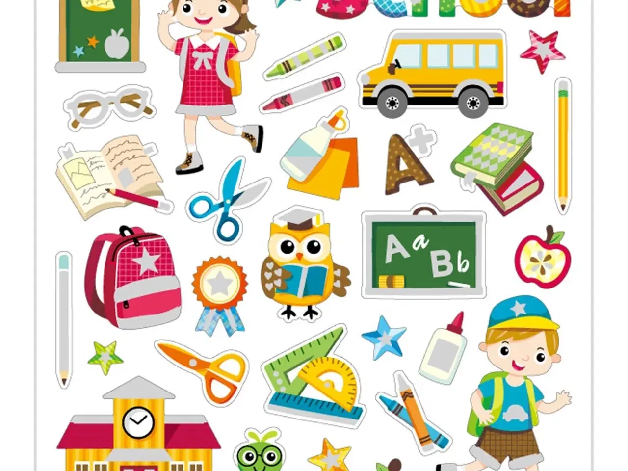 Billede 1 - Stickers, skoleliv, ark 15x16,5 cm, 1 ark