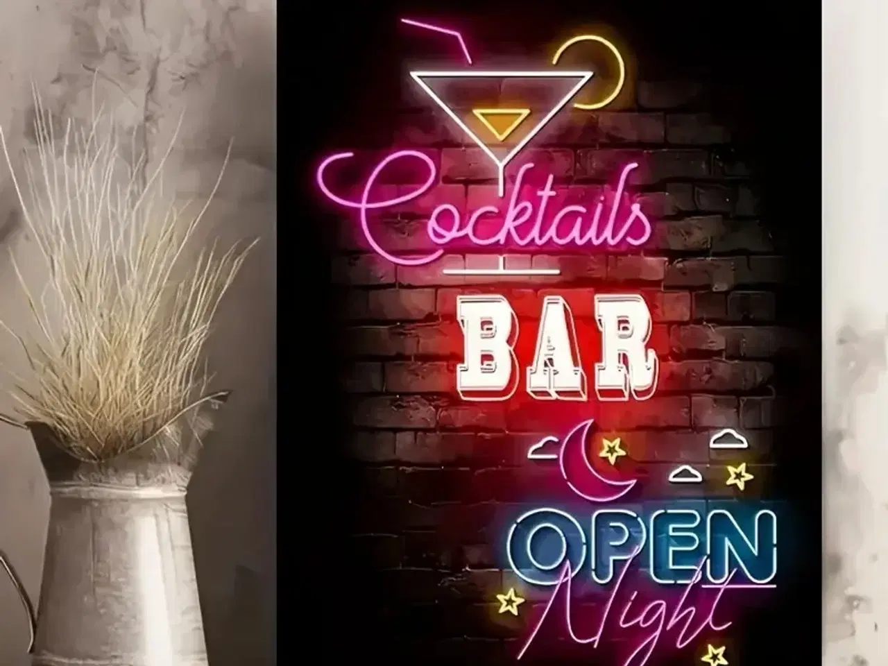 Billede 1 - * Lærredsmaleri/tryk; Fedt tema - med Cocktails/Ba