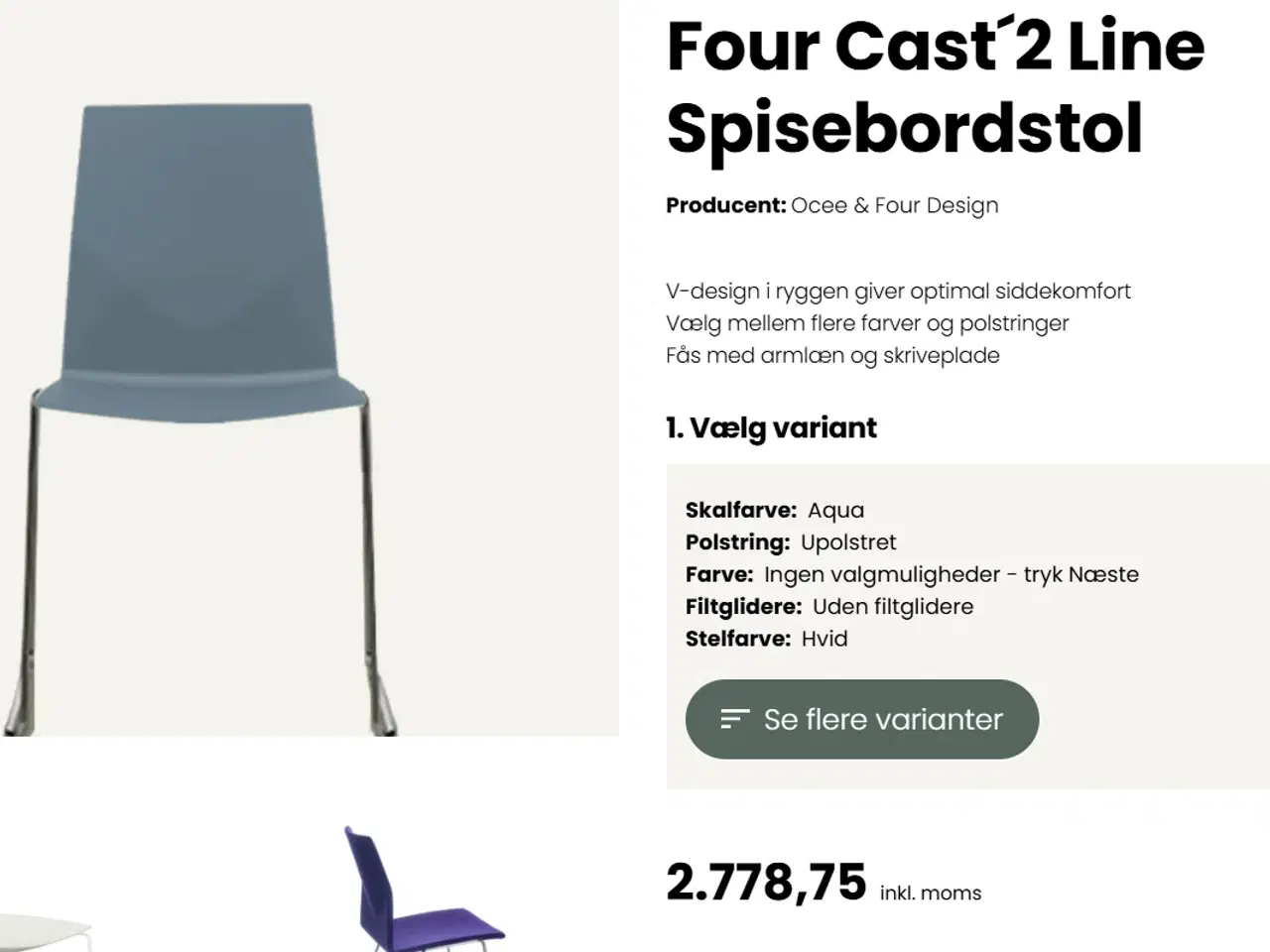 Billede 4 - 9 stk Four Cast’2 Line spisebordstole, Four Design