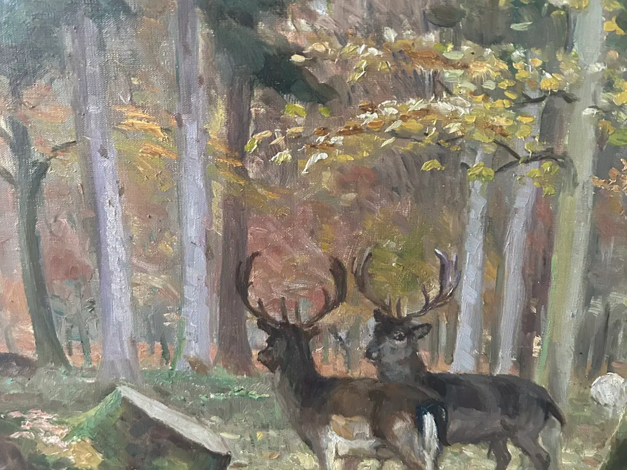 Billede 2 - Maleri med 2 hjorte. 