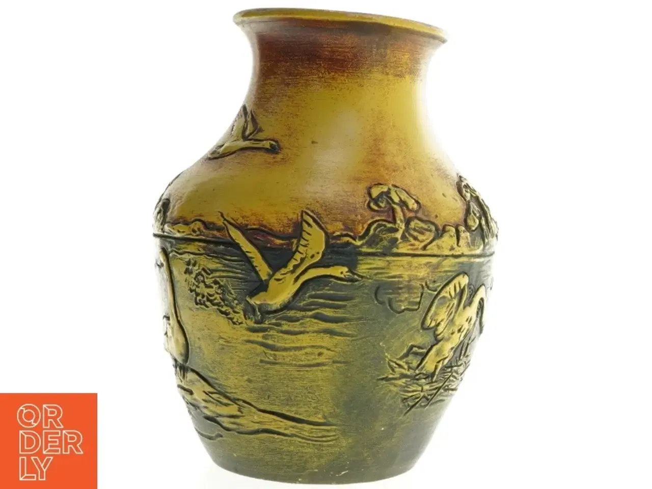 Billede 3 - Antik Dekoreret keramikvase (str. 25 x 19 cm)