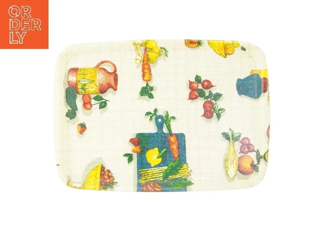 Billede 1 - Vintage Serveringsbakke med køkkenmotiver (str. 41x29 cm)