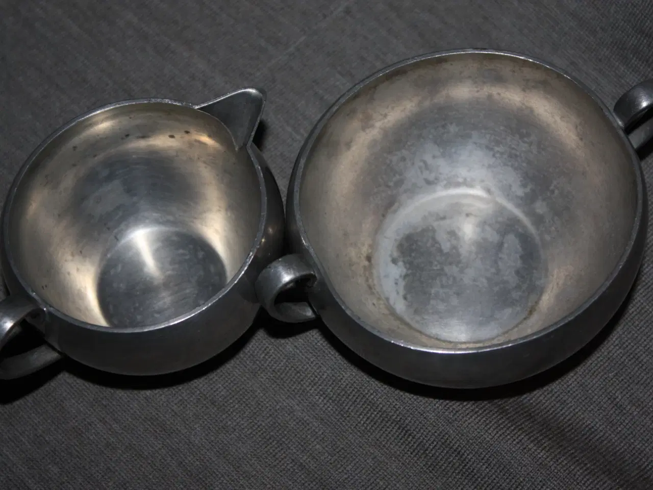 Billede 3 - Just Andersen sukkerskål samt flødekande af tin