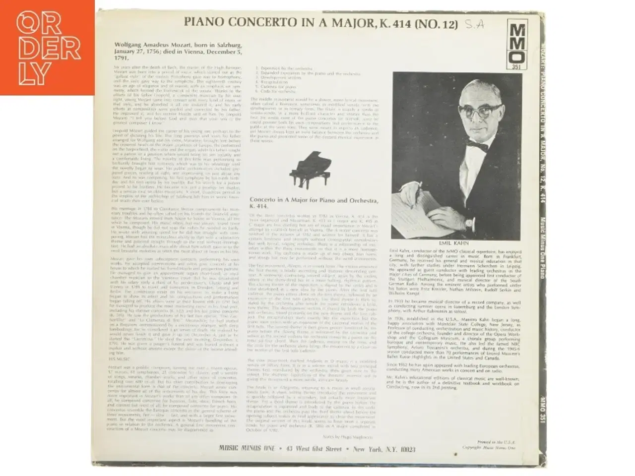 Billede 3 - Mozart Piano Concerto in A Major MMO Vinyl