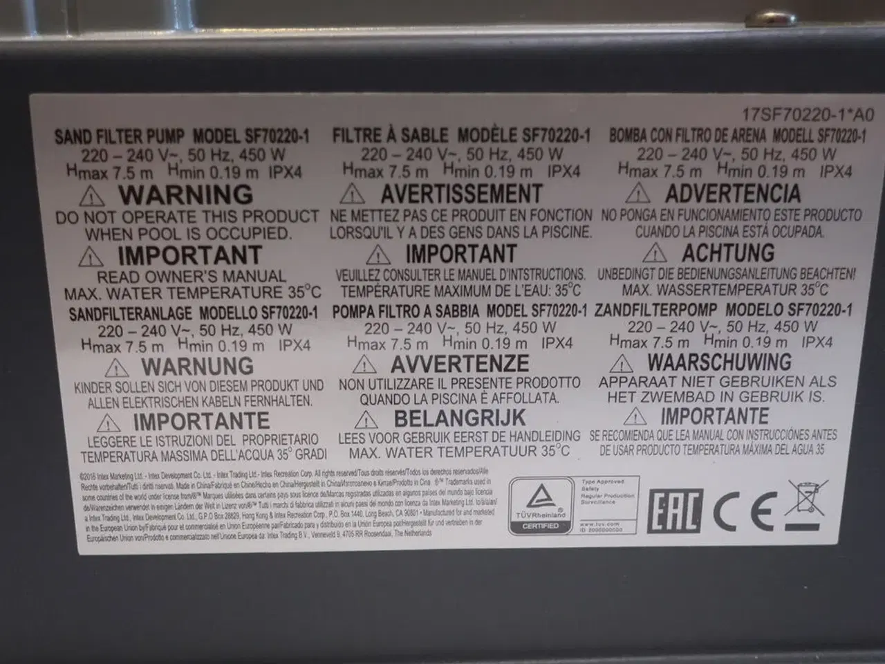 Billede 5 - Sand filter pump INTEX SF70220-1
