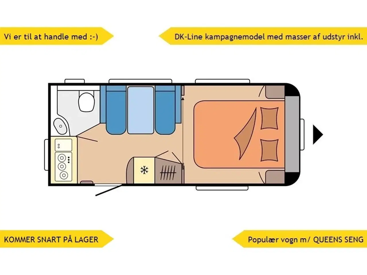 Billede 1 - 2026 - Hobby De Luxe 460 SFf   NY 2026 DK-LINE. m/QUEENS SENG og masser af udstyr inkl. i prisen. KOMMER SNART PÅ LAGER = hør nærmere.
