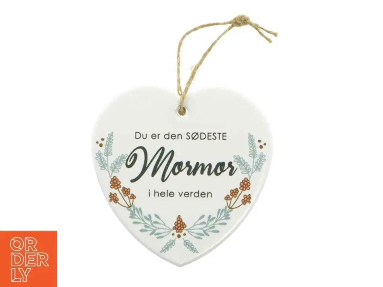 Billede 1 - Hjerteformet keramikskilt med &#39;Mormor&#39; budskab fra Netto (str. 10 x 10 cm)