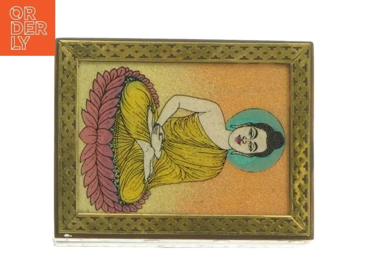 Billede 6 - Trææske med buddhistisk motiv (str. 11 x 8 x 4 cm)