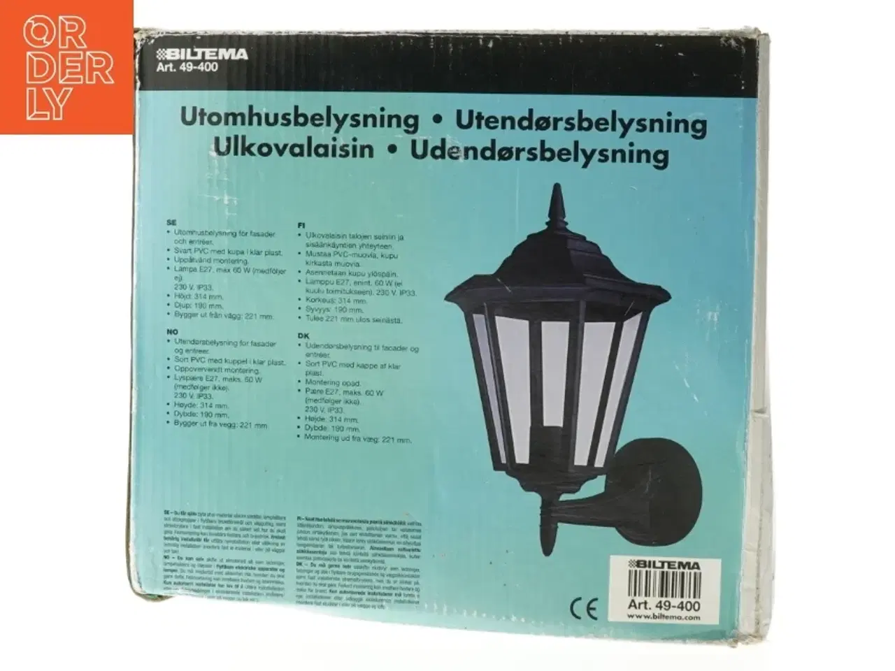 Billede 1 - Sort udendørslampe fra Biltema