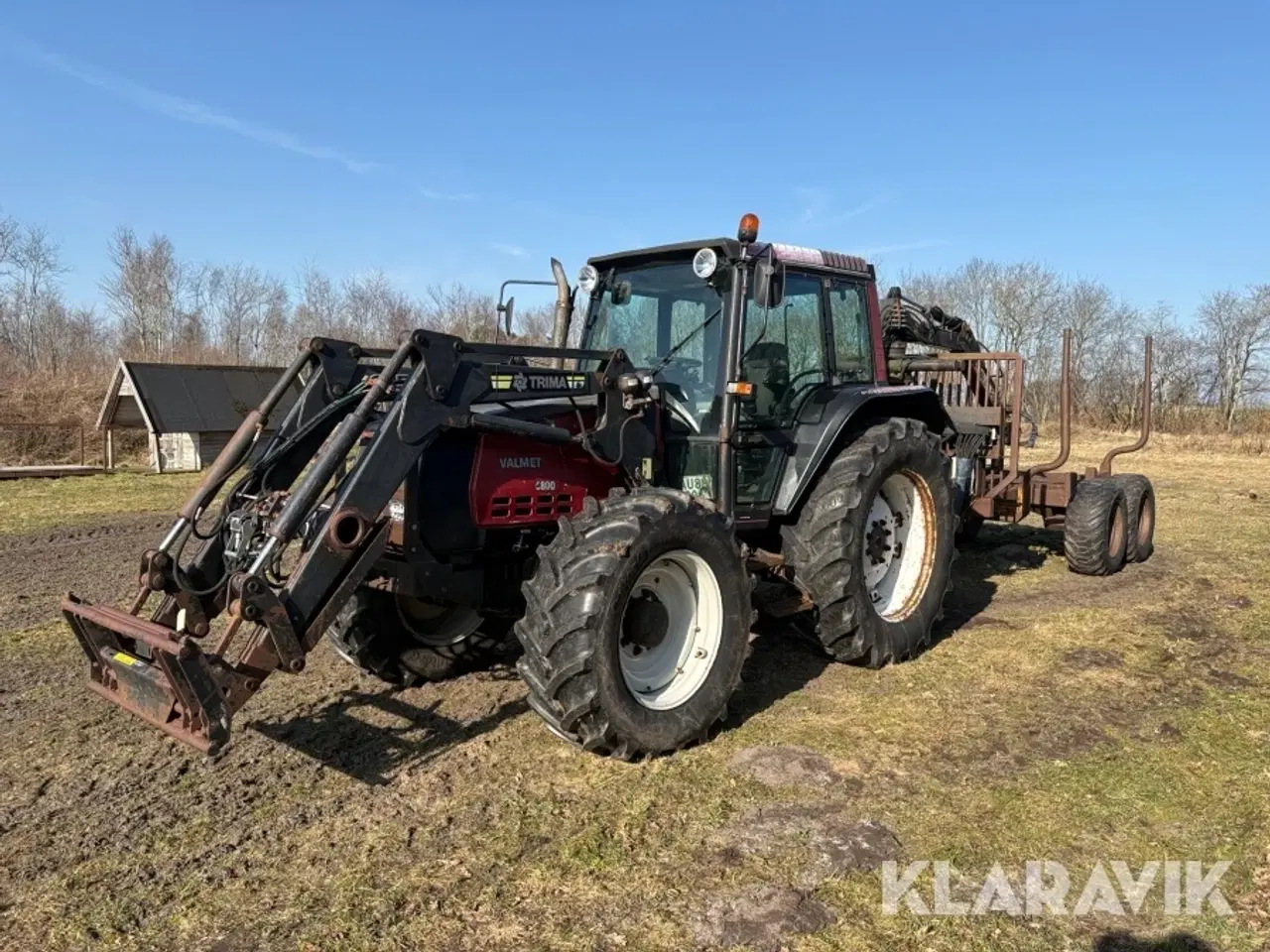 Billede 1 - Traktor Valmet 6800 med frontlæsser & skovvogn & kranarm
