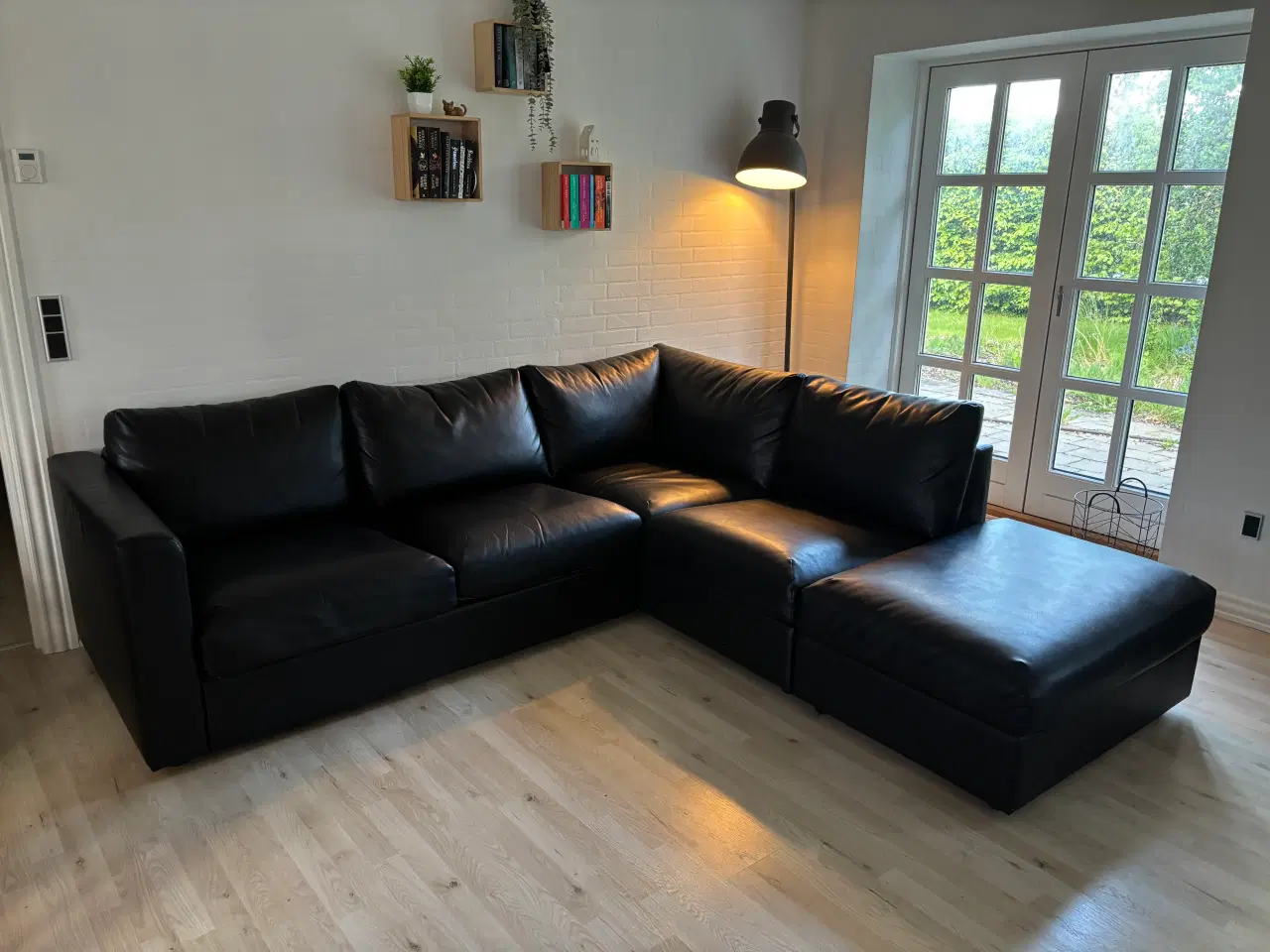 Billede 1 - Læder hjørnesofa med chaiselong