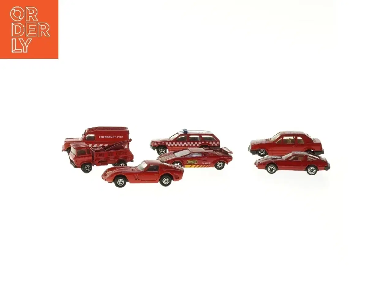 Billede 1 - Sæt med 7 røde legetøjsbiler (str. 7 stk 8x3,5 cm)