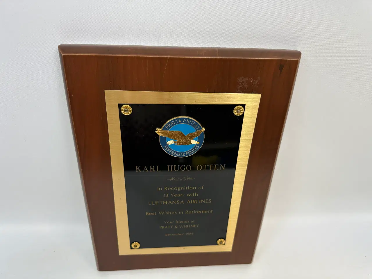 Billede 10 - Lufthansa Airlines hæders plankette