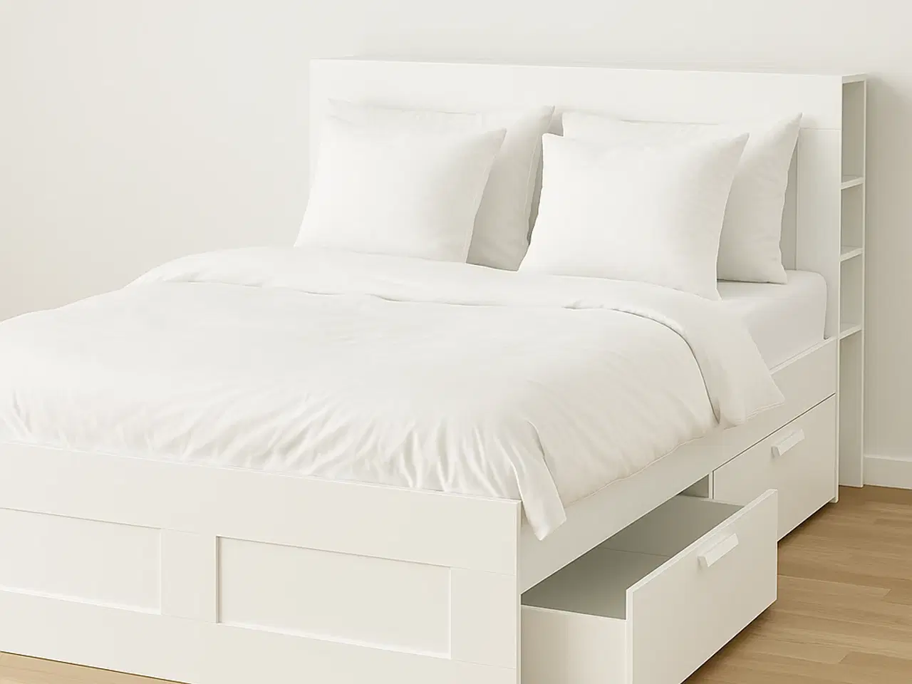 Billede 4 - IKEA BRIMNES seng 160×200 i hvid farve, med 4 stor