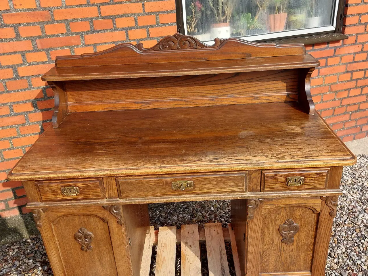 Billede 2 - Gl. Skrivebord blank egetræ
