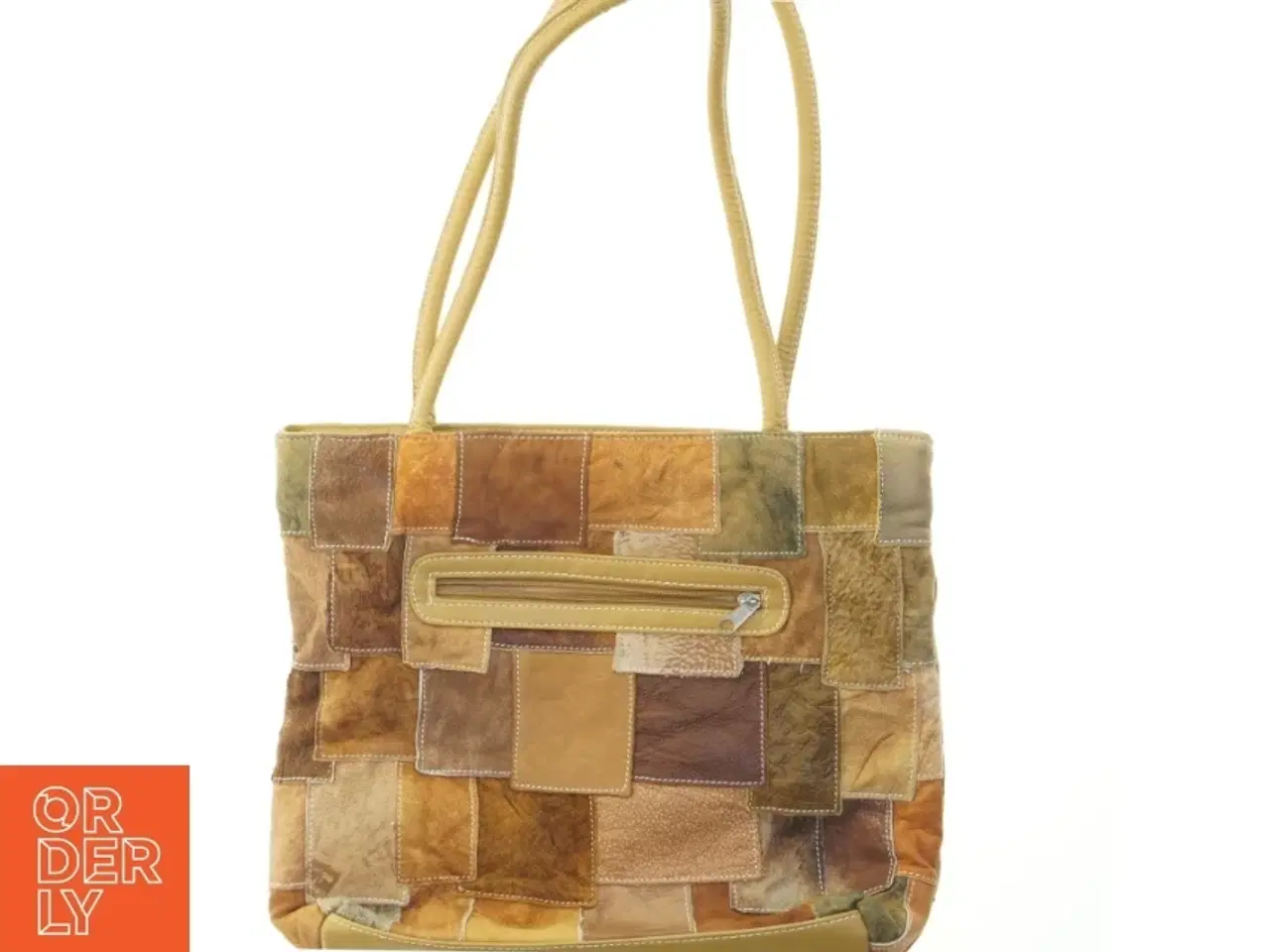 Billede 1 - Læder patchwork taske (str. 31x36 cm)