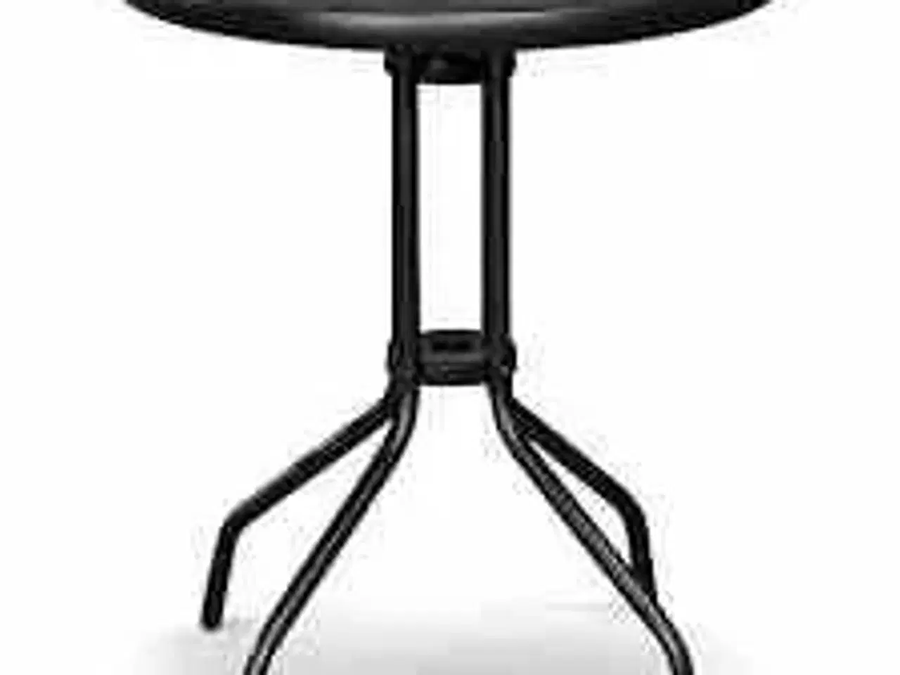 Billede 1 - Bistro Cafébord 60 cm rundt - med sort glasplade og sort metalstel