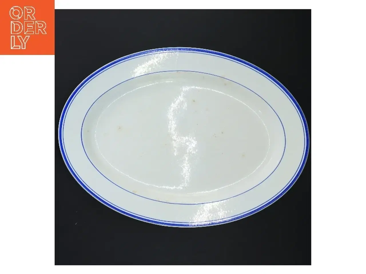 Billede 4 - Porcelæn fad med blå kant (str. Ø 35x Ø 25 cm)