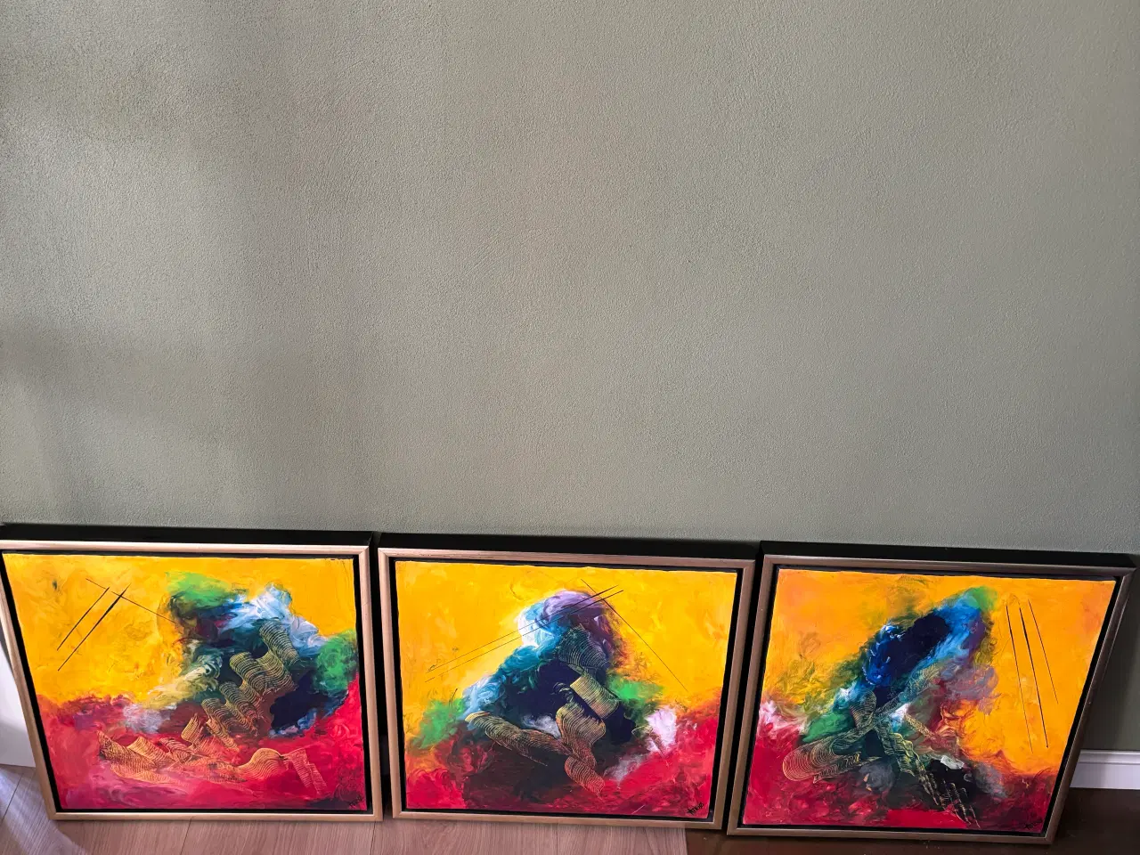 Billede 1 - Abstrakt malerier i skønne, stærke farver